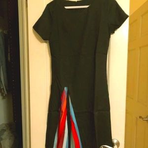 Black mulitcolor panel dress